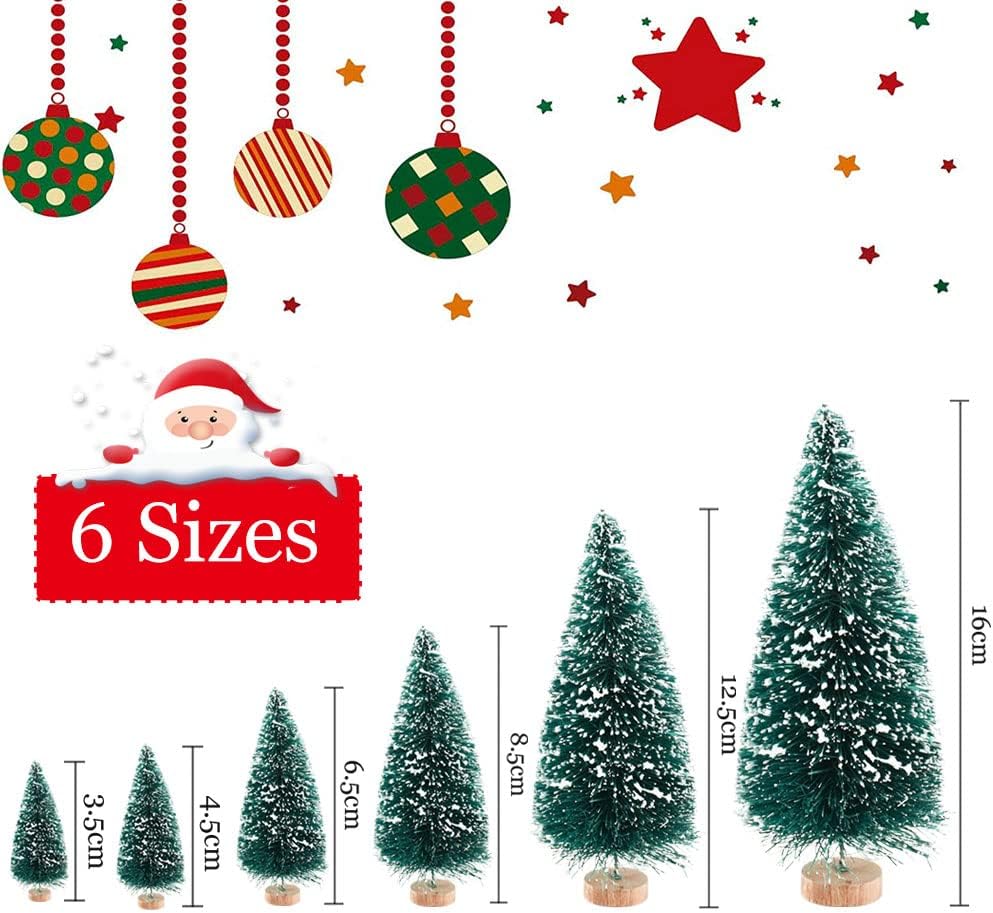48PCS Miniature Christmas Tree Bottle Brush Trees Sisal Snow Frost Trees Tableto